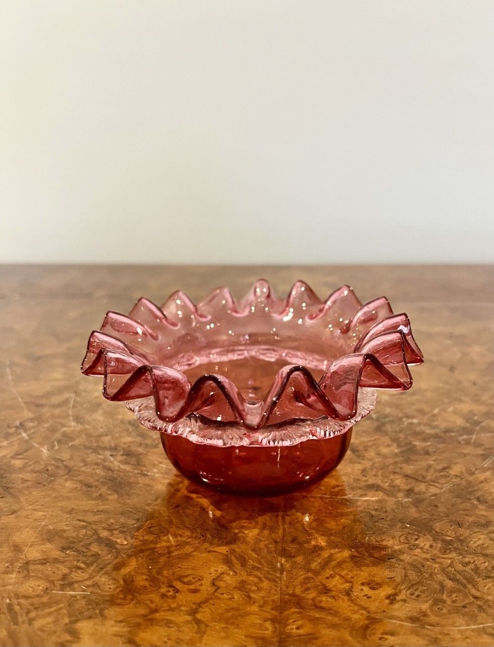 Small Victorian Quality Cranberry Glass Bowl photo for sale