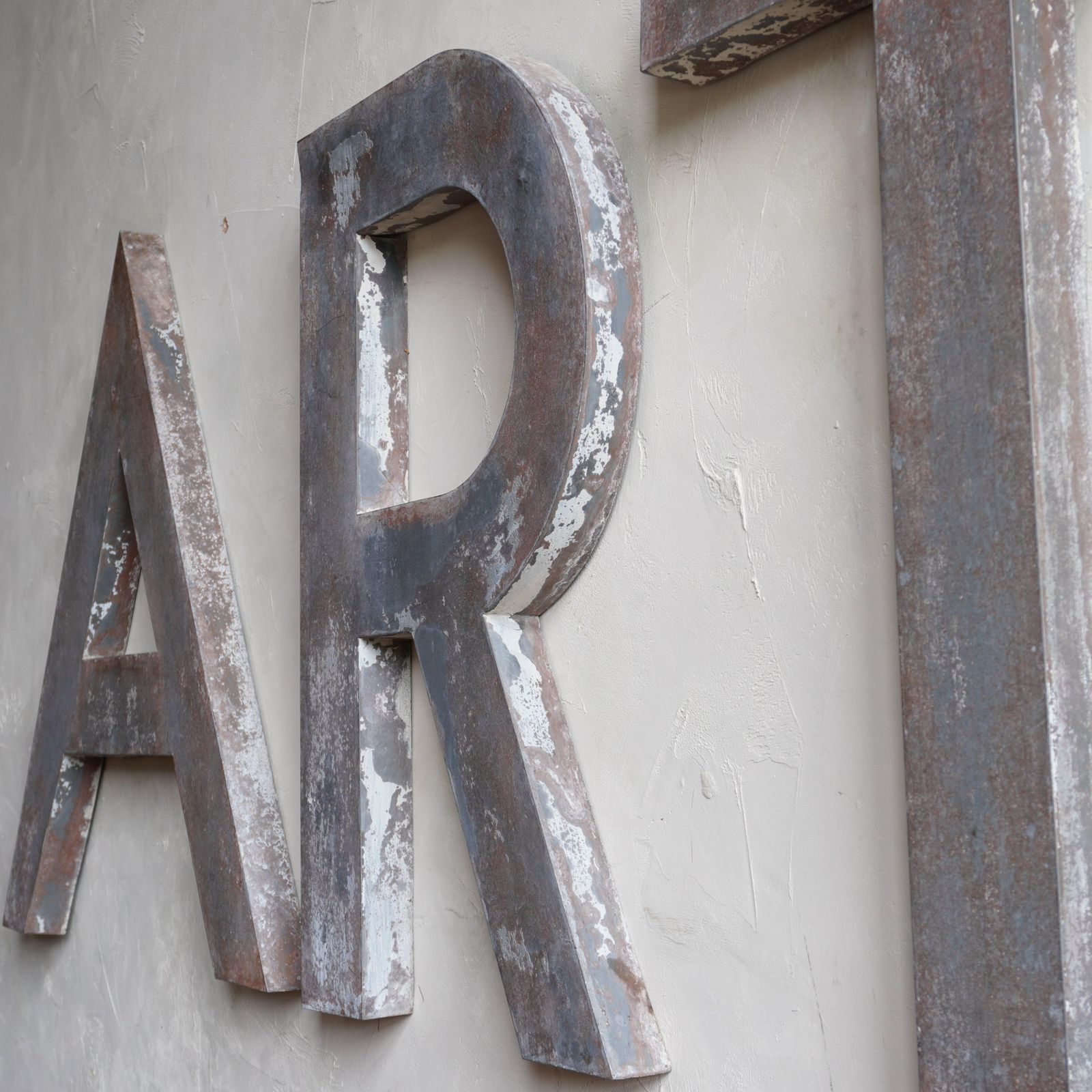 Distressed Metal Letters, Art, Mid 20th Century photo buy