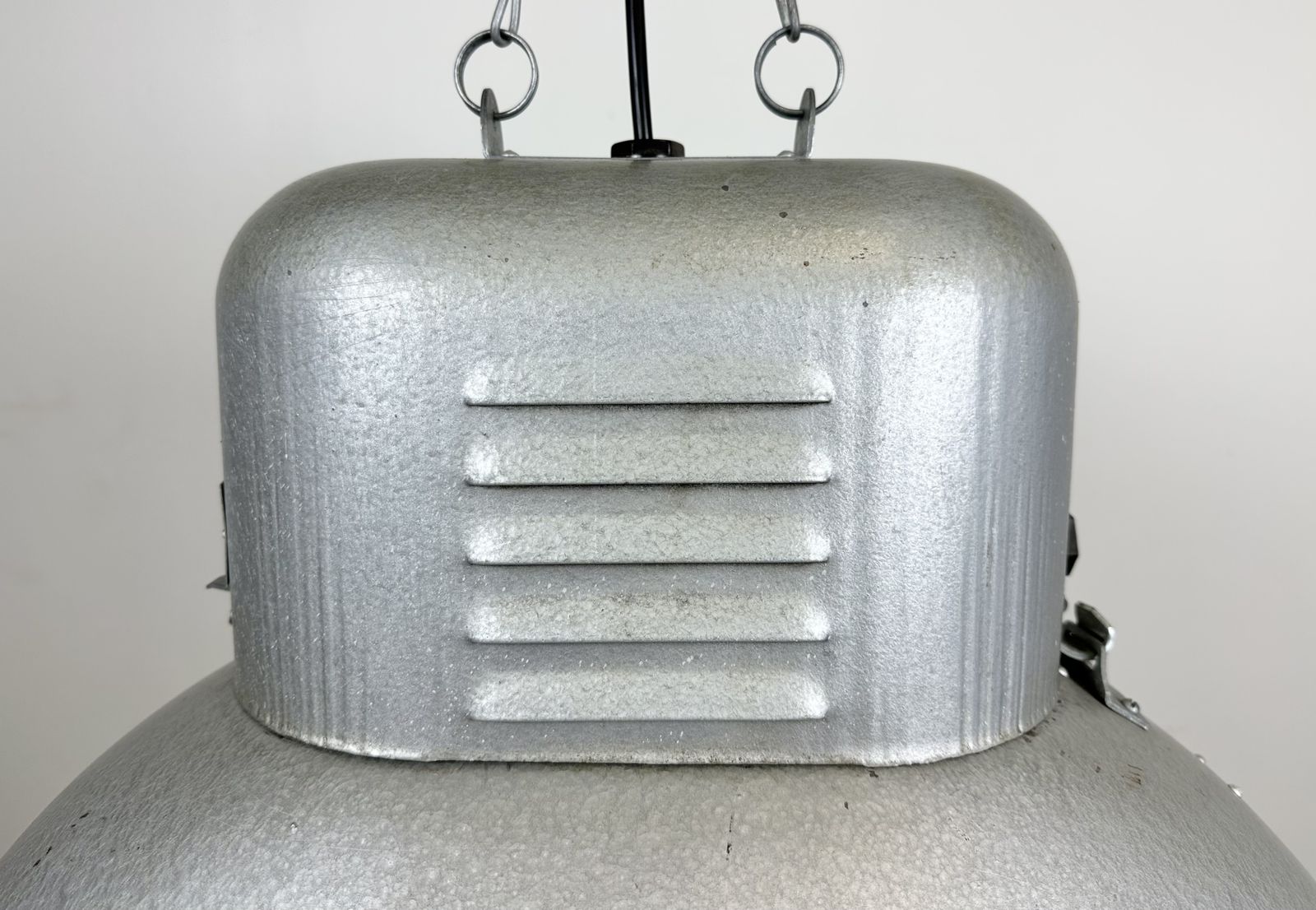 Large Oval Industrial Polish Factory Pendant Lamp From Predom Mesko, 1960s, 6x photo Lighting