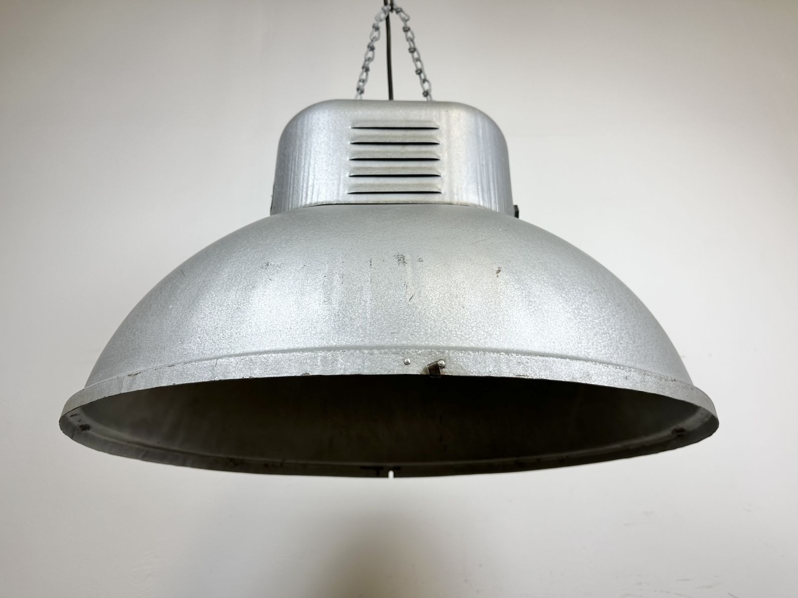 Large Oval Industrial Polish Factory Pendant Lamp From Predom Mesko, 1960s, 6x photo vintage