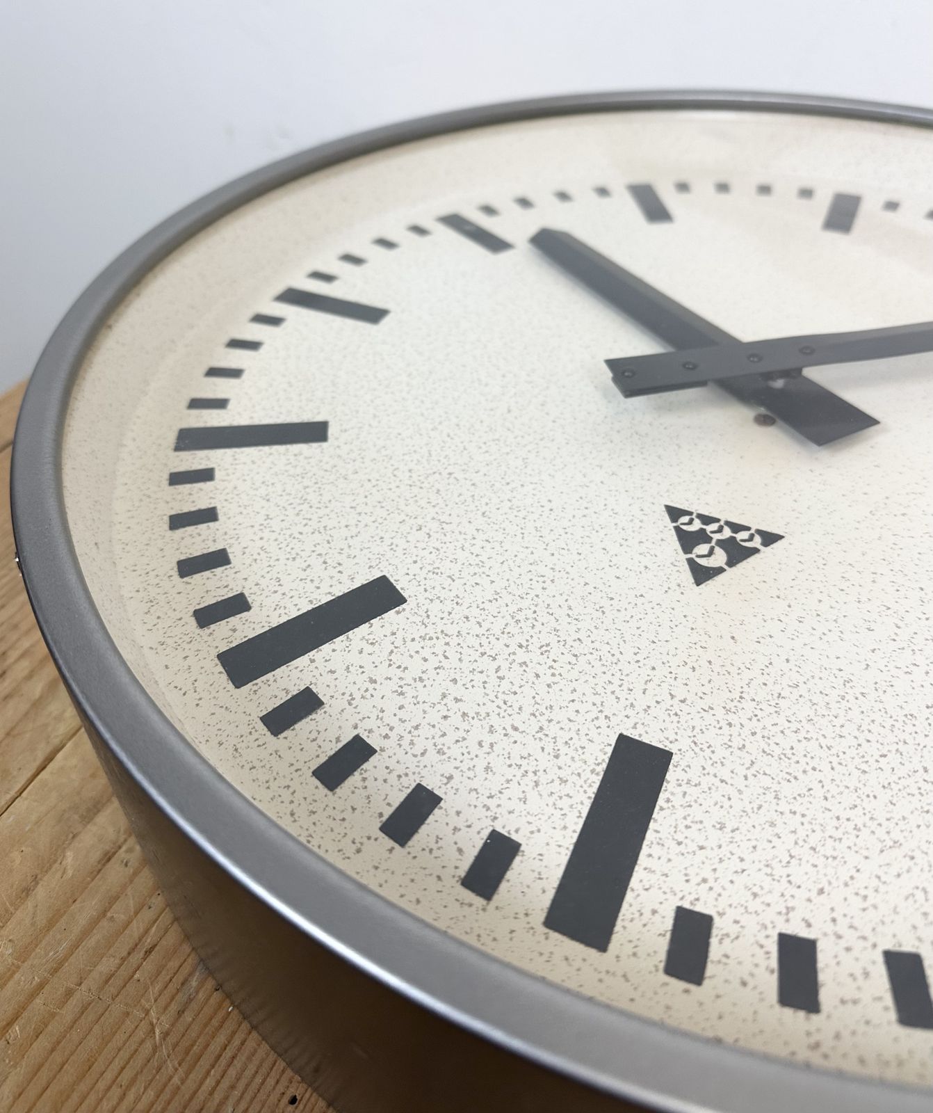 photo furniture Large Grey Industrial Wall Clock From Pragotron, 1960s