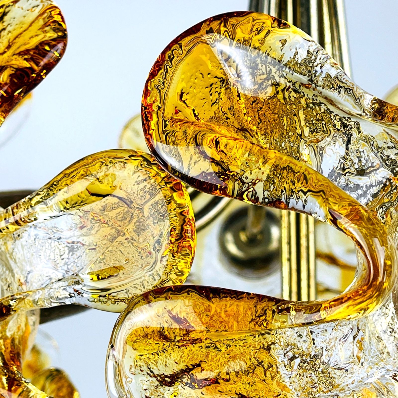 Mid Century Amber Murano Chandelier Flower Mazzega Italy 1970s photo furniture