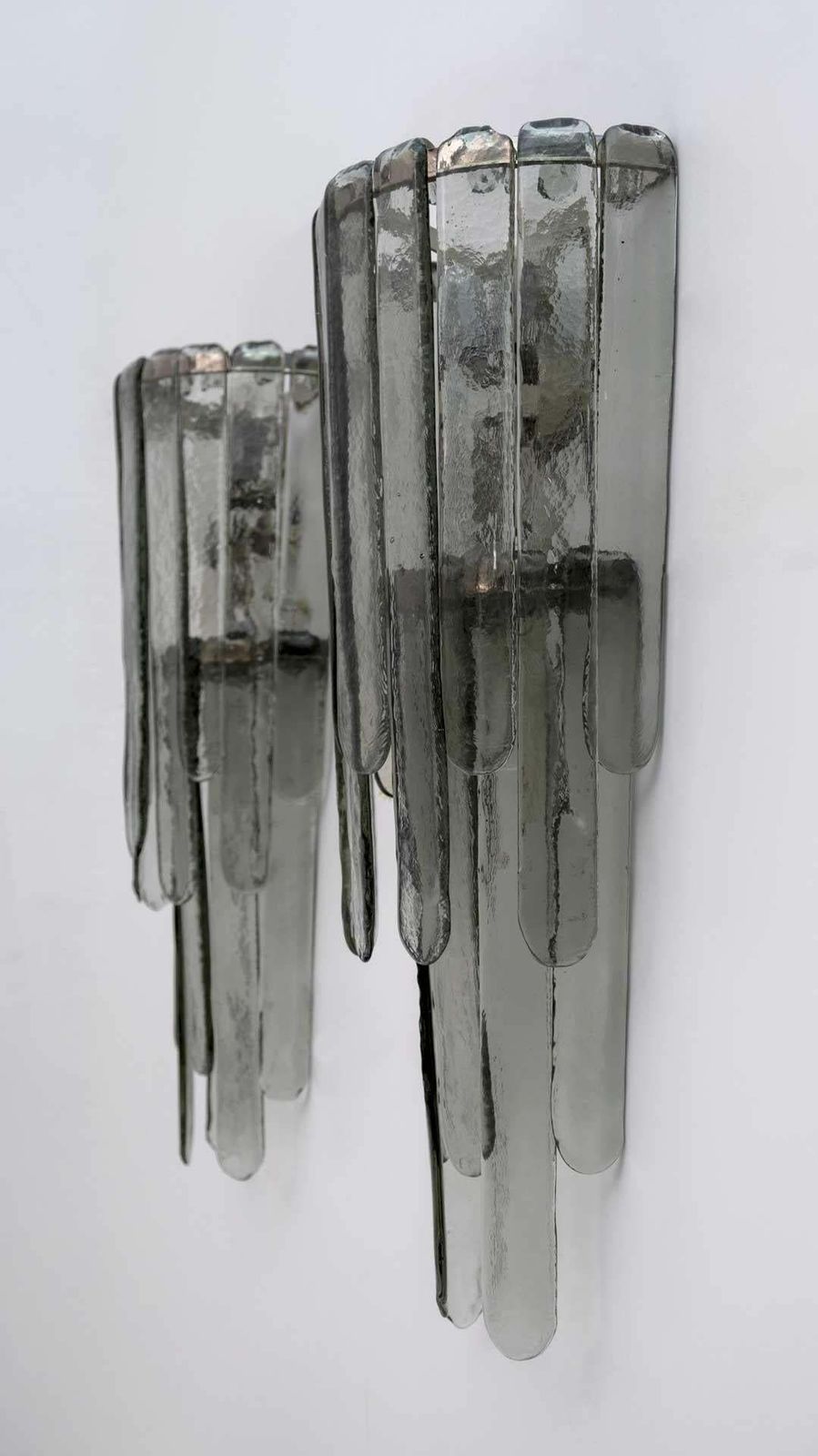 Pair Of Carlo Nason Chiseled Murano Glass Cascade Sconces For Mazzega, 1960s photo Lighting