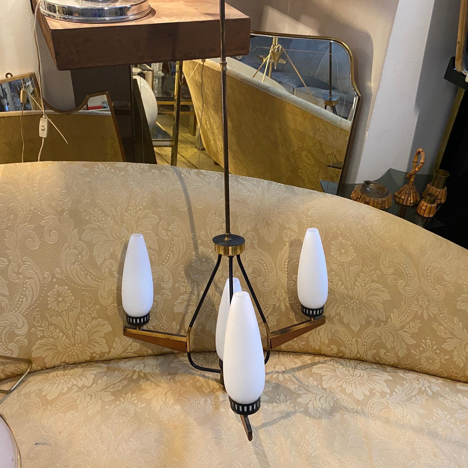 1960s Stilnovo Style Mid Century Modern Italian Chandelier photo furniture