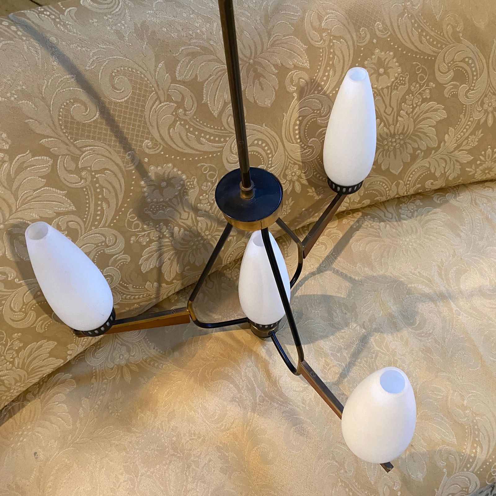 1960s Stilnovo Style Mid Century Modern Italian Chandelier photo vinterior