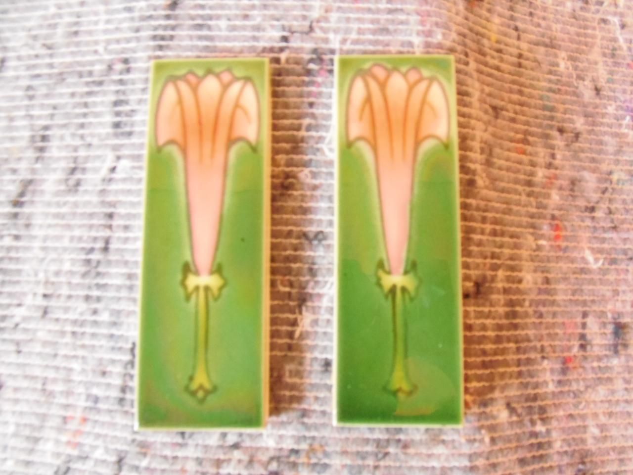 Pair Of Arts & Crafts Tube Lined Tiles photo furniture