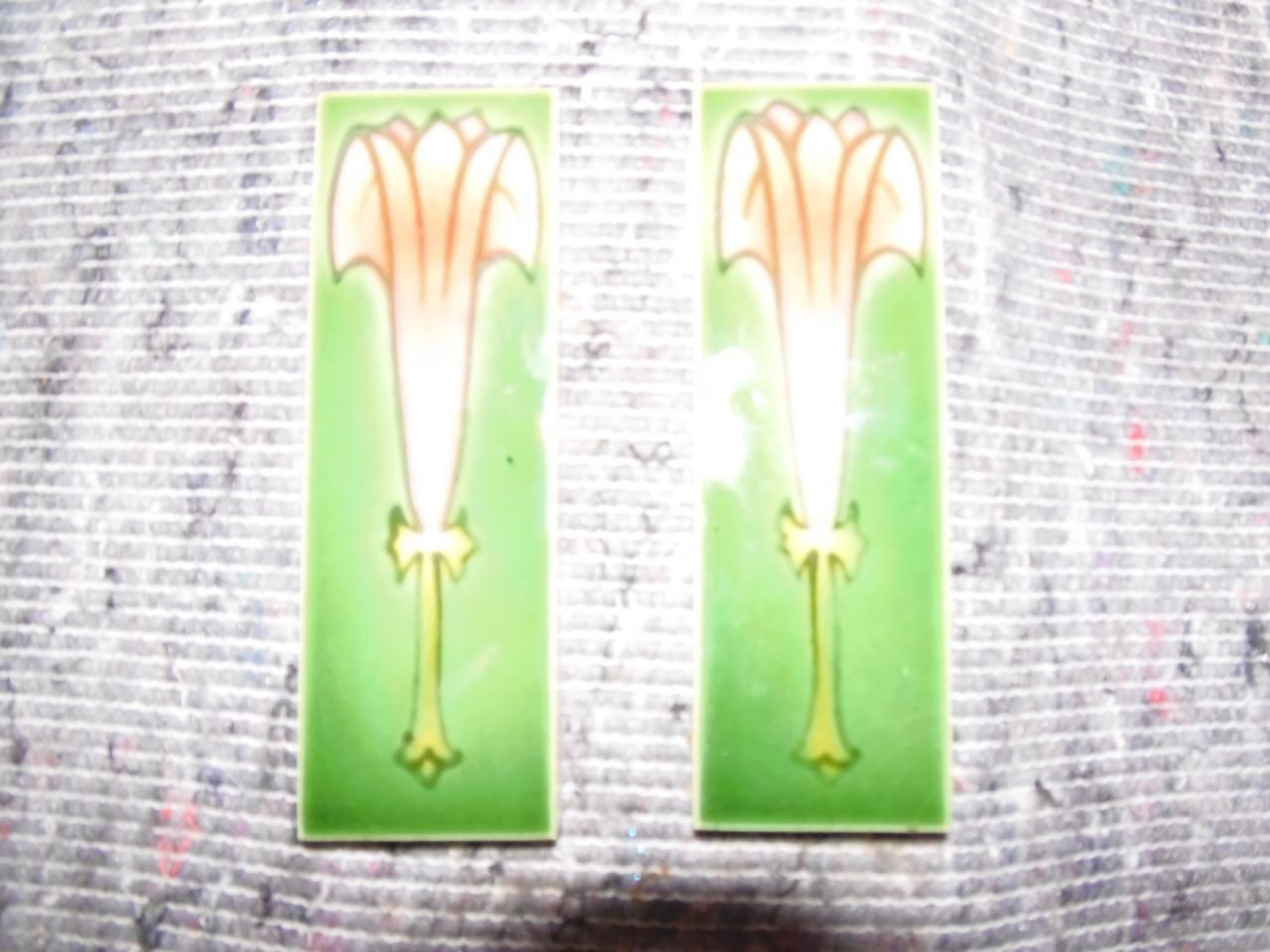 Pair Of Arts & Crafts Tube Lined Tiles photo Home Fixtures