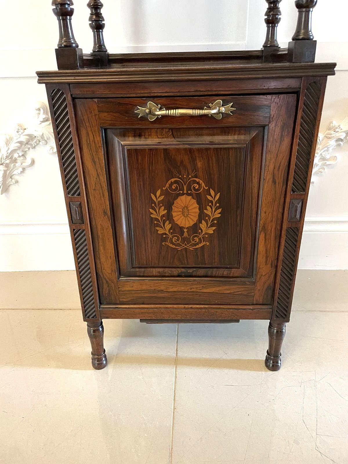 Antique 19th Century Quality Rosewood Marquetry Inlaid Coal Box photo vintage