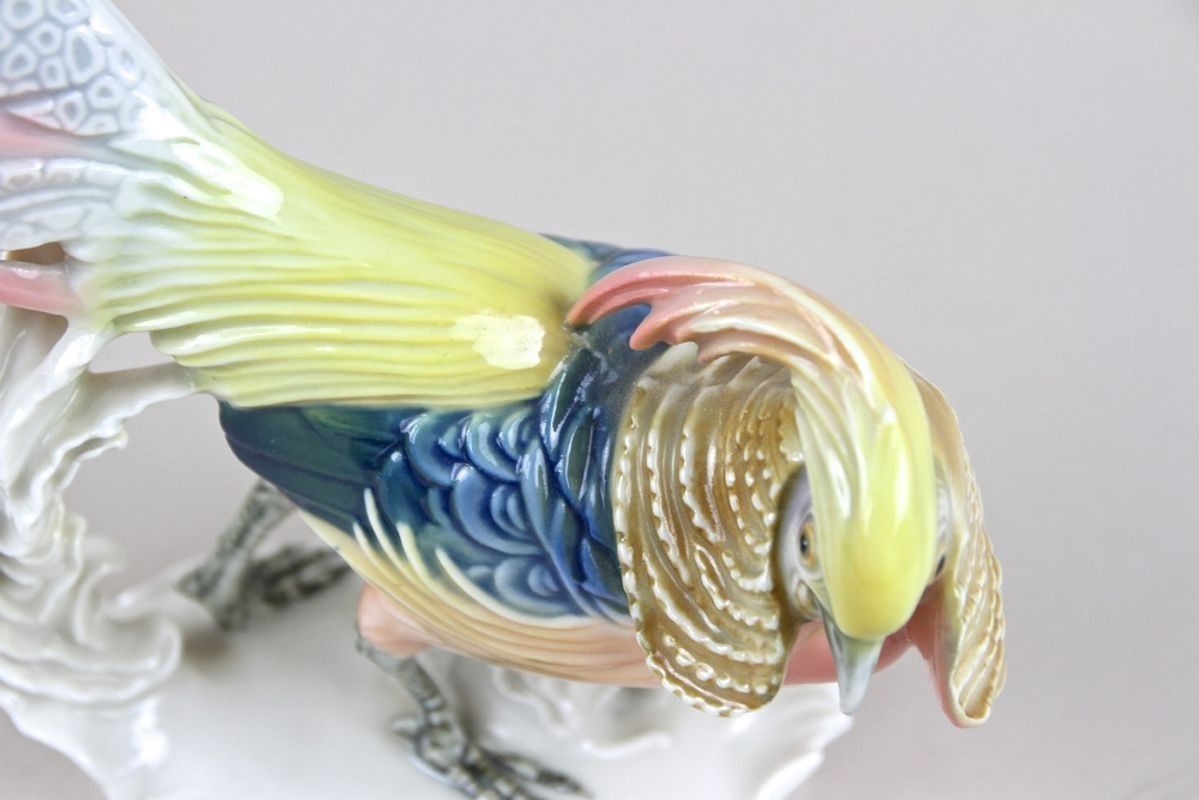 Art Porcelain Figurine "Golden Pheasant" By F. Karl Ens, Germany Circa 1920 photo