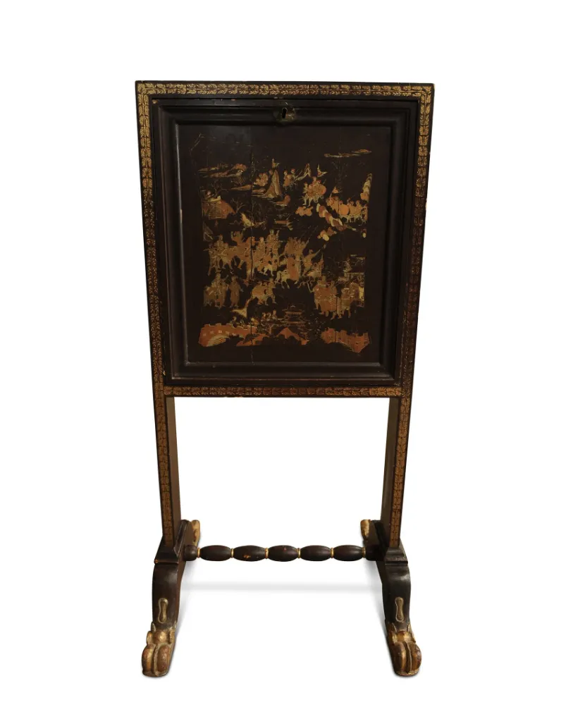 A Beautiful And Rare Napoleon III 19th Century, Chinese Lacquer And Gilt Writing Desk On Lion Paw Feet Ol photo Furniture