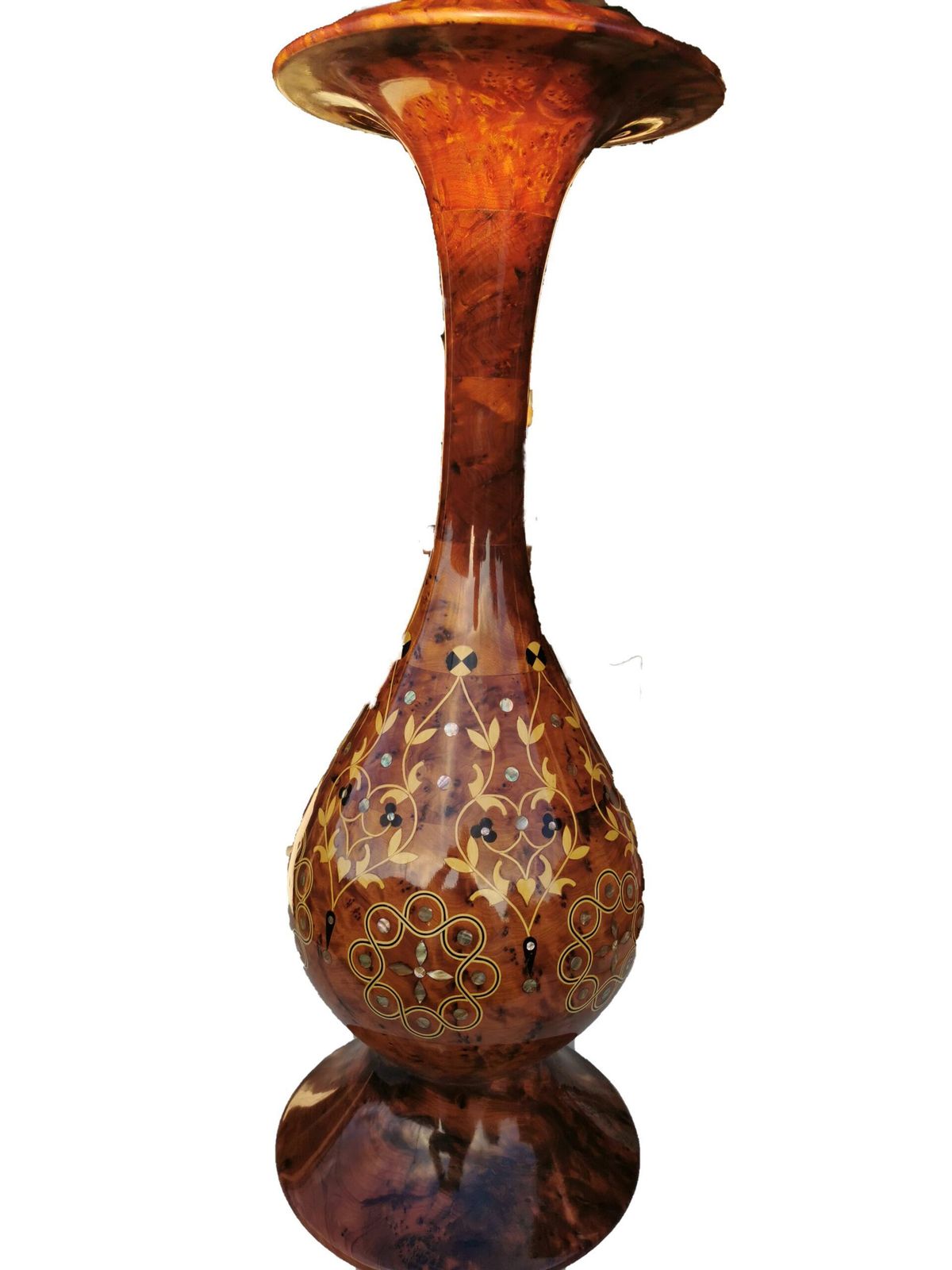 Fabulous Large Inlaid Vase Inlaid With Ebony, Lemon Wood And Mother Of Pearl photo furniture