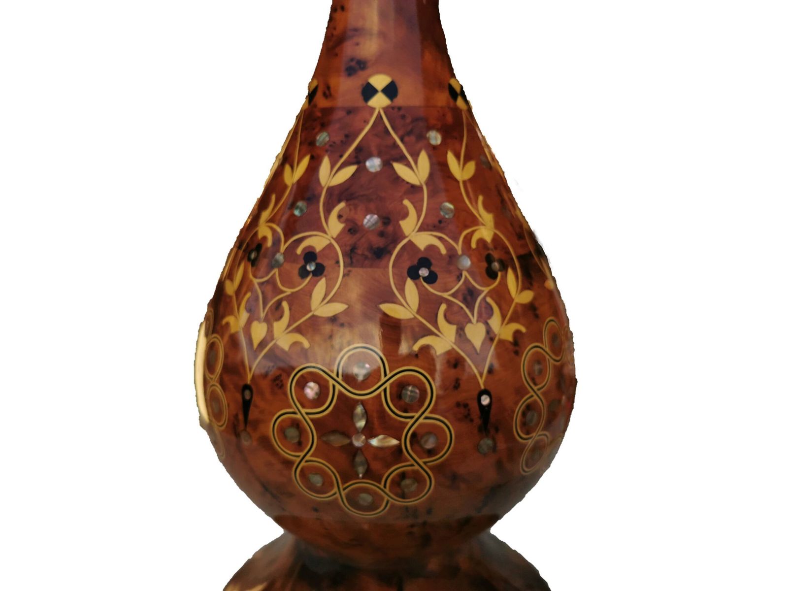 Fabulous Large Inlaid Vase Inlaid With Ebony, Lemon Wood And Mother Of Pearl photo for sale