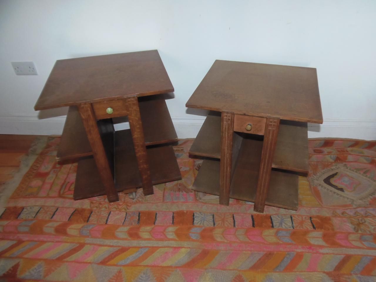 photo furniture A Pair Of Heals Geometric Oak Tables, 1930s .