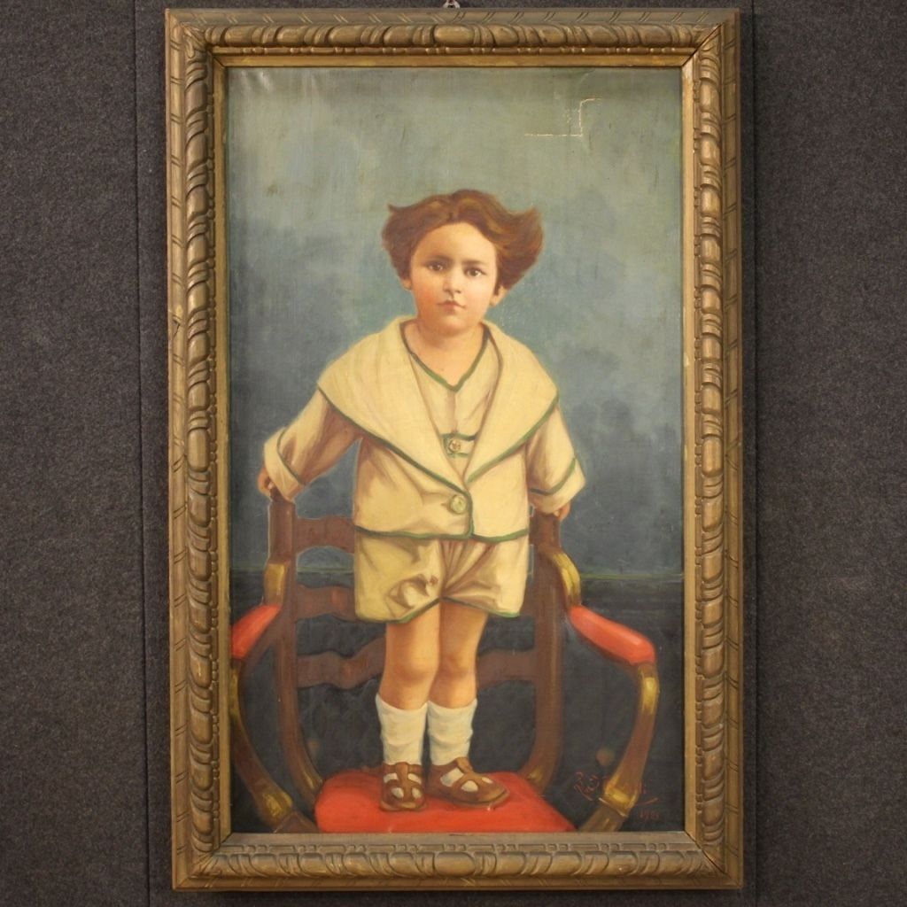 Portrait Of A Child Signed And Dated 1921 photo furniture