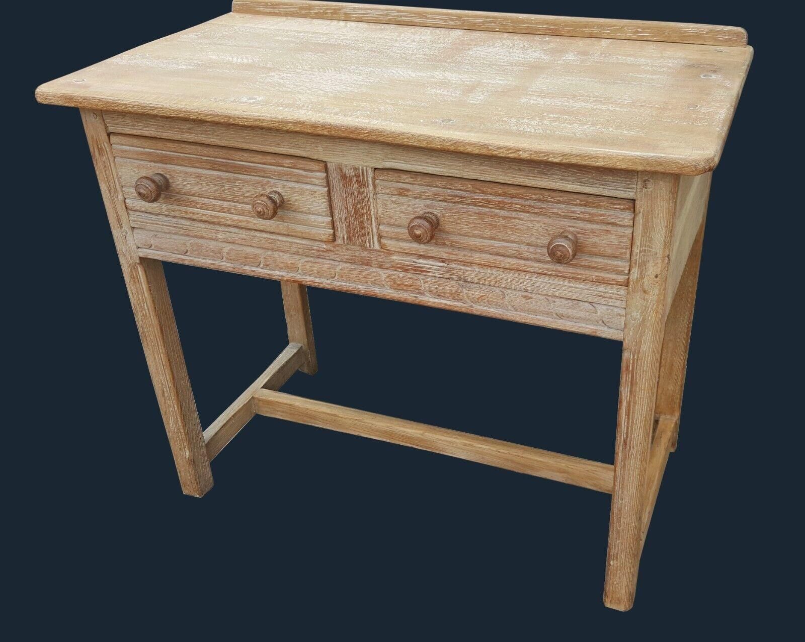 Limed Oak Cotswold School Two Drawers Hall Side Table photo for sale