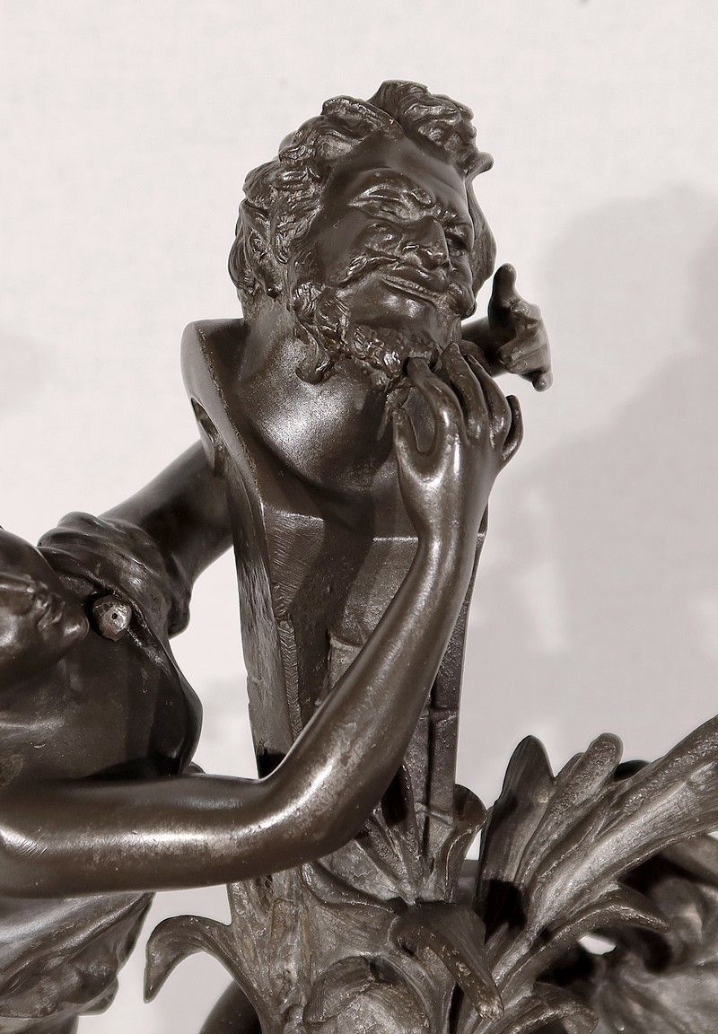 photo furniture Pewter Sculpture "The Fountain", By G. Van De Voorde, Art Nouveau, 1900