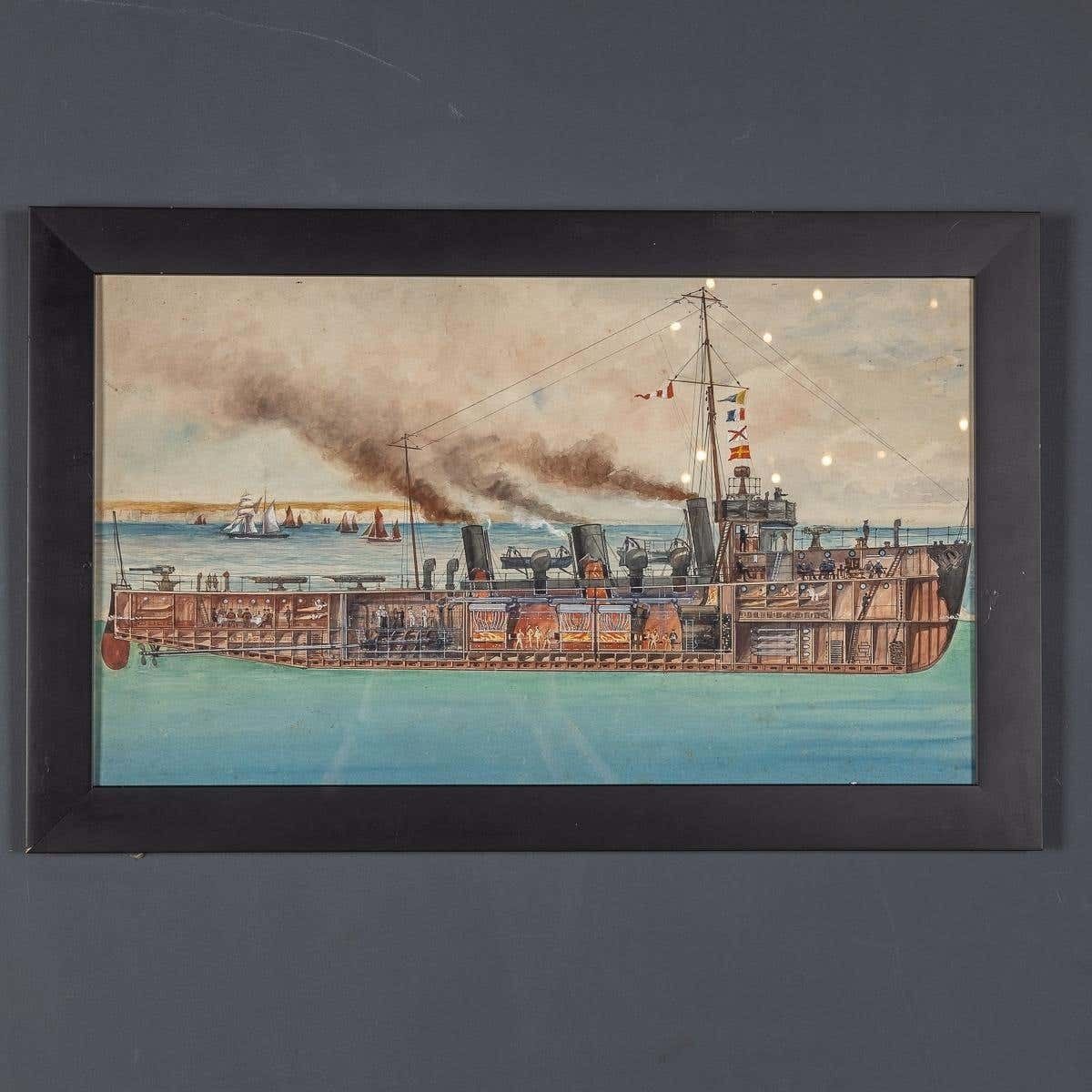 Pair Of Warship Paintings By Charles De Lacy, British 1856 1929 photo Art
