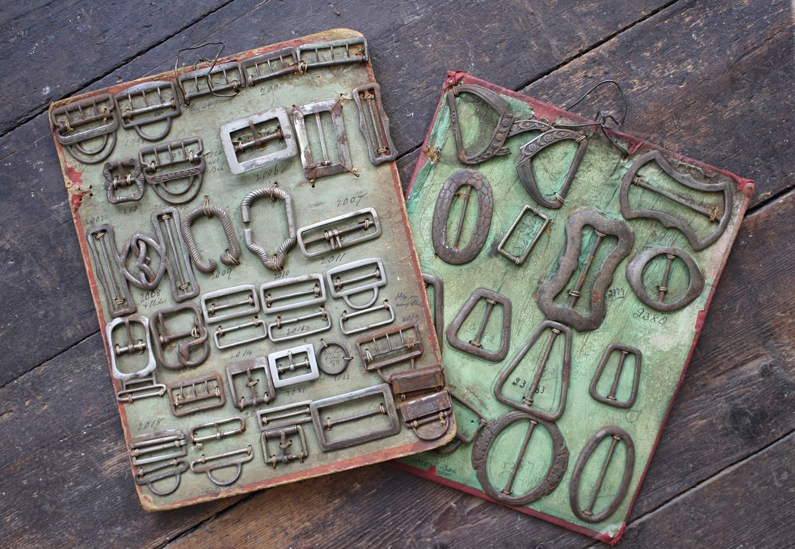 Early 20th Century Tradesman Sample Buckle Boards Haberdashery Shop photo vintage