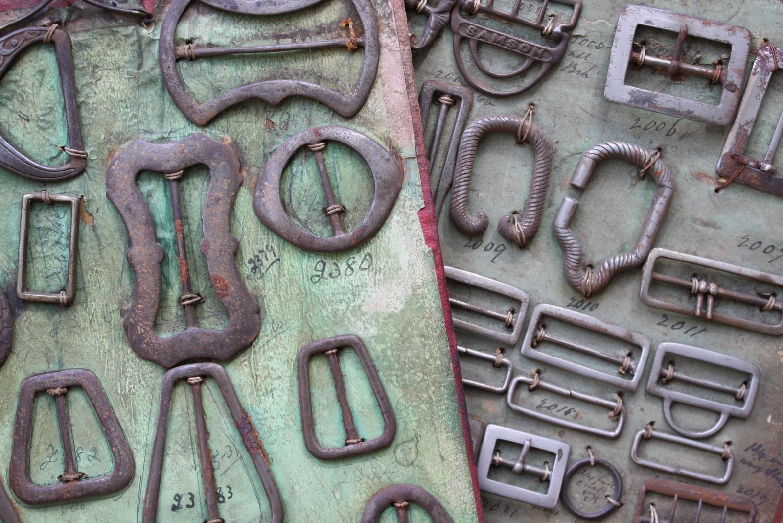 395.0 Early 20th Century Tradesman Sample Buckle Boards Haberdashery Shop photo