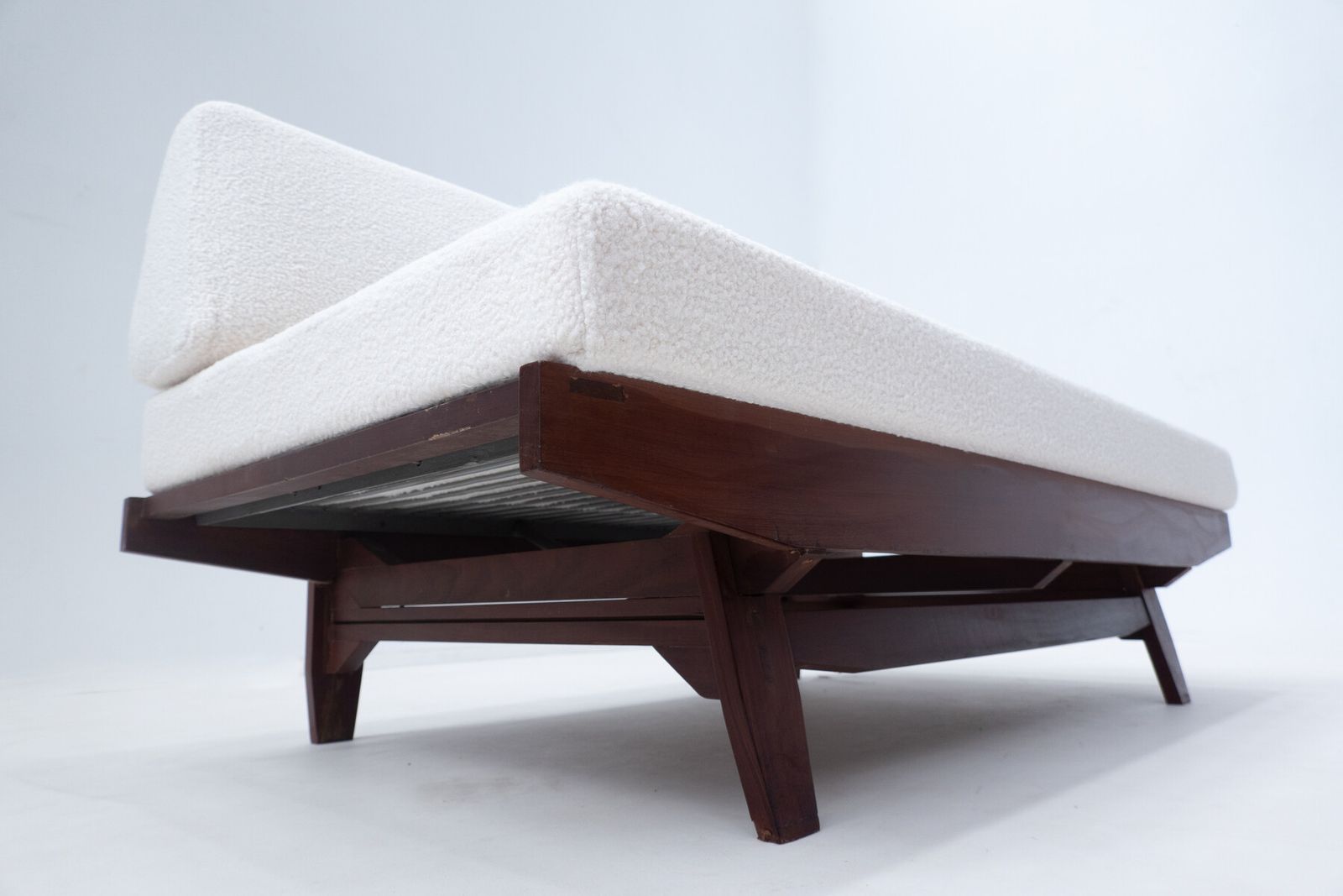 Mid Century Modern Italian Sofa In White Boucle photo for sale
