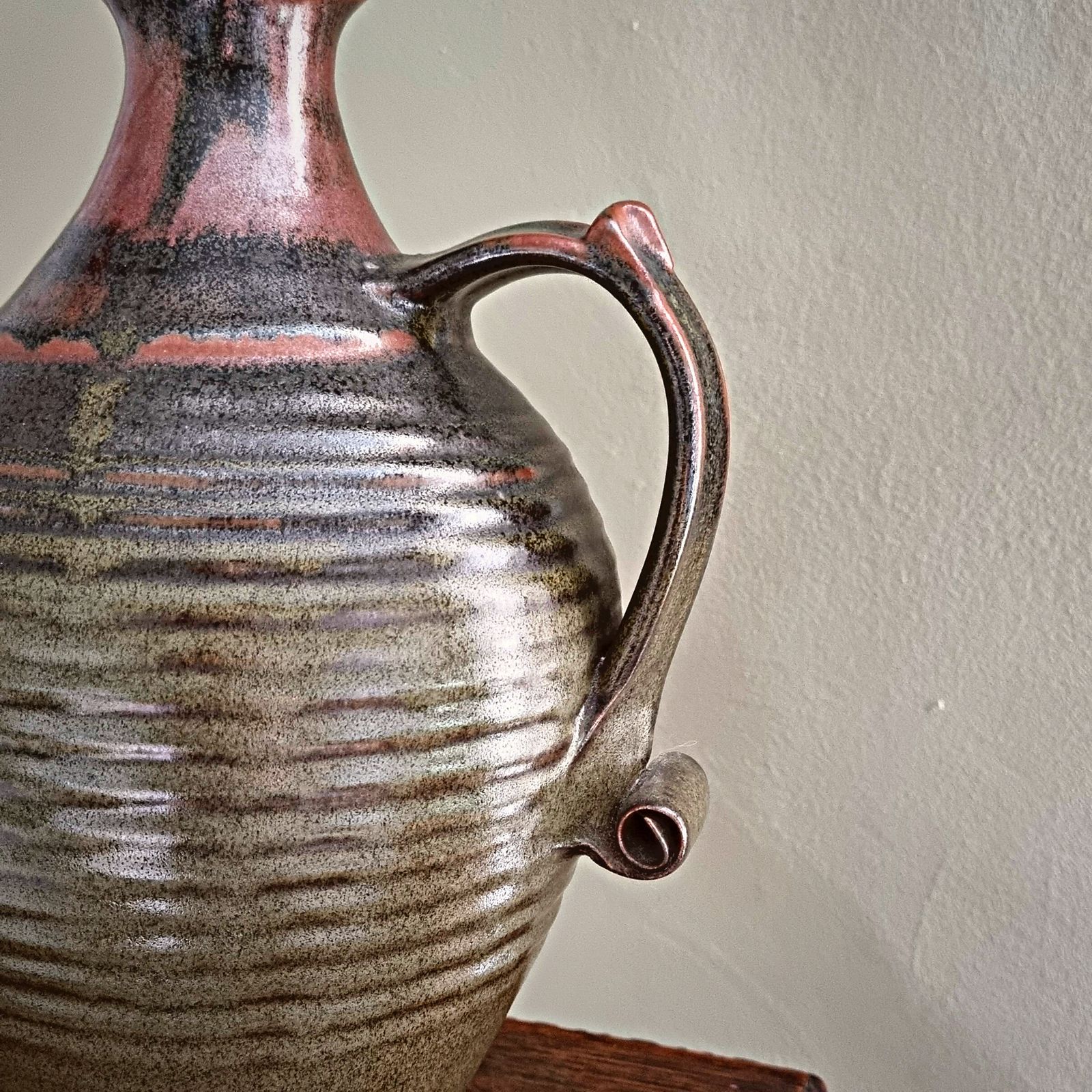Vintage Stoneware Jug In Olive Green New Zealand photo furniture