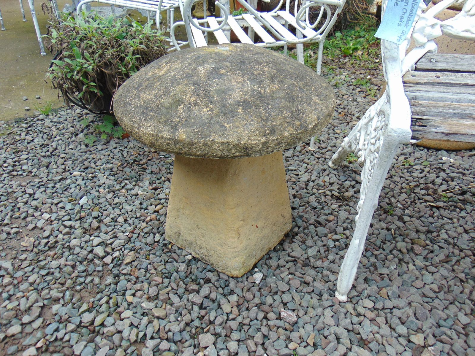 photo furniture Weathered Reconstituted Stone, Staddle Stone, Mushroom Water Feature/Fountain