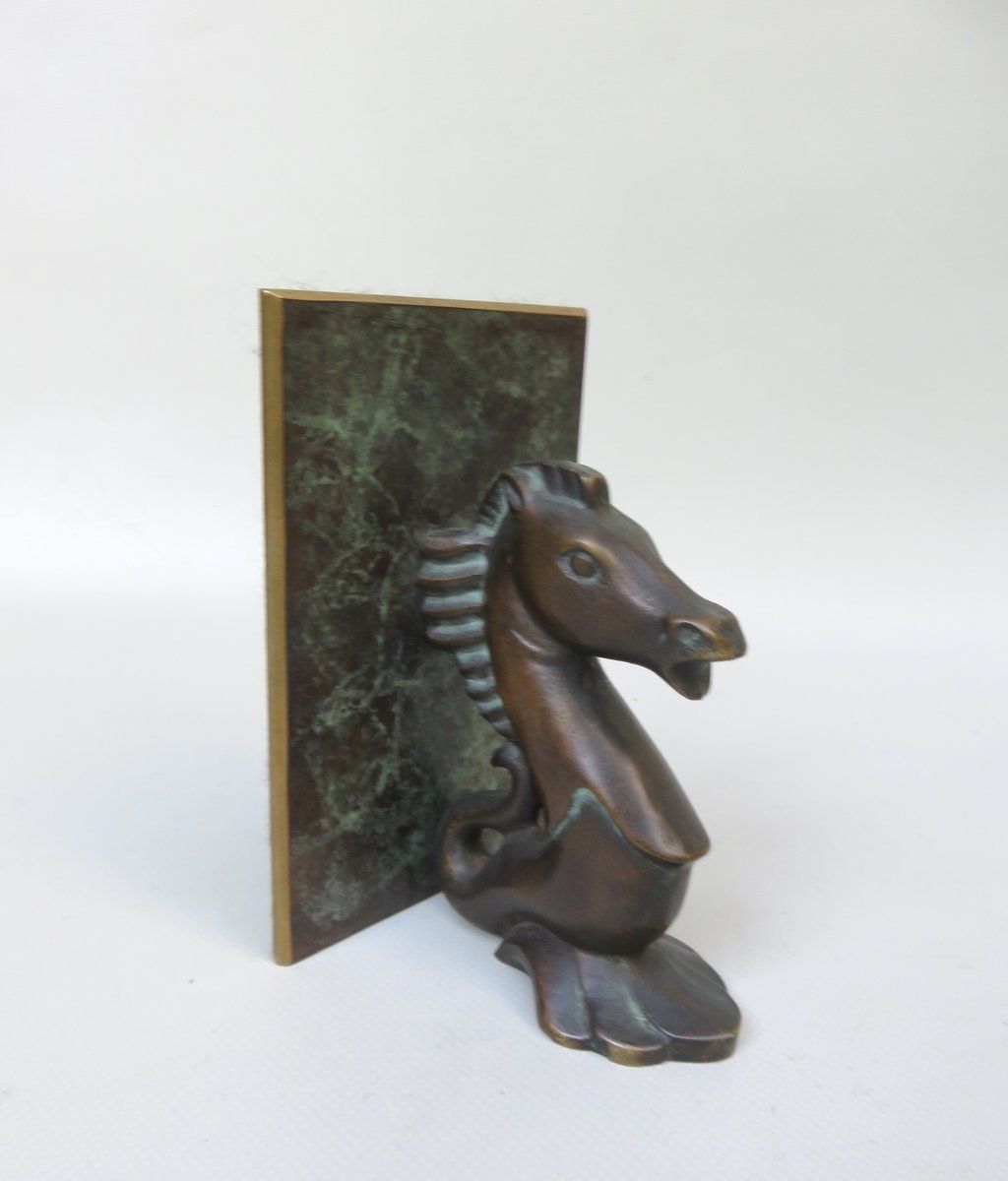 photo for sale Sea Horse Bookends In Bronze, 1950s, Set Of 2