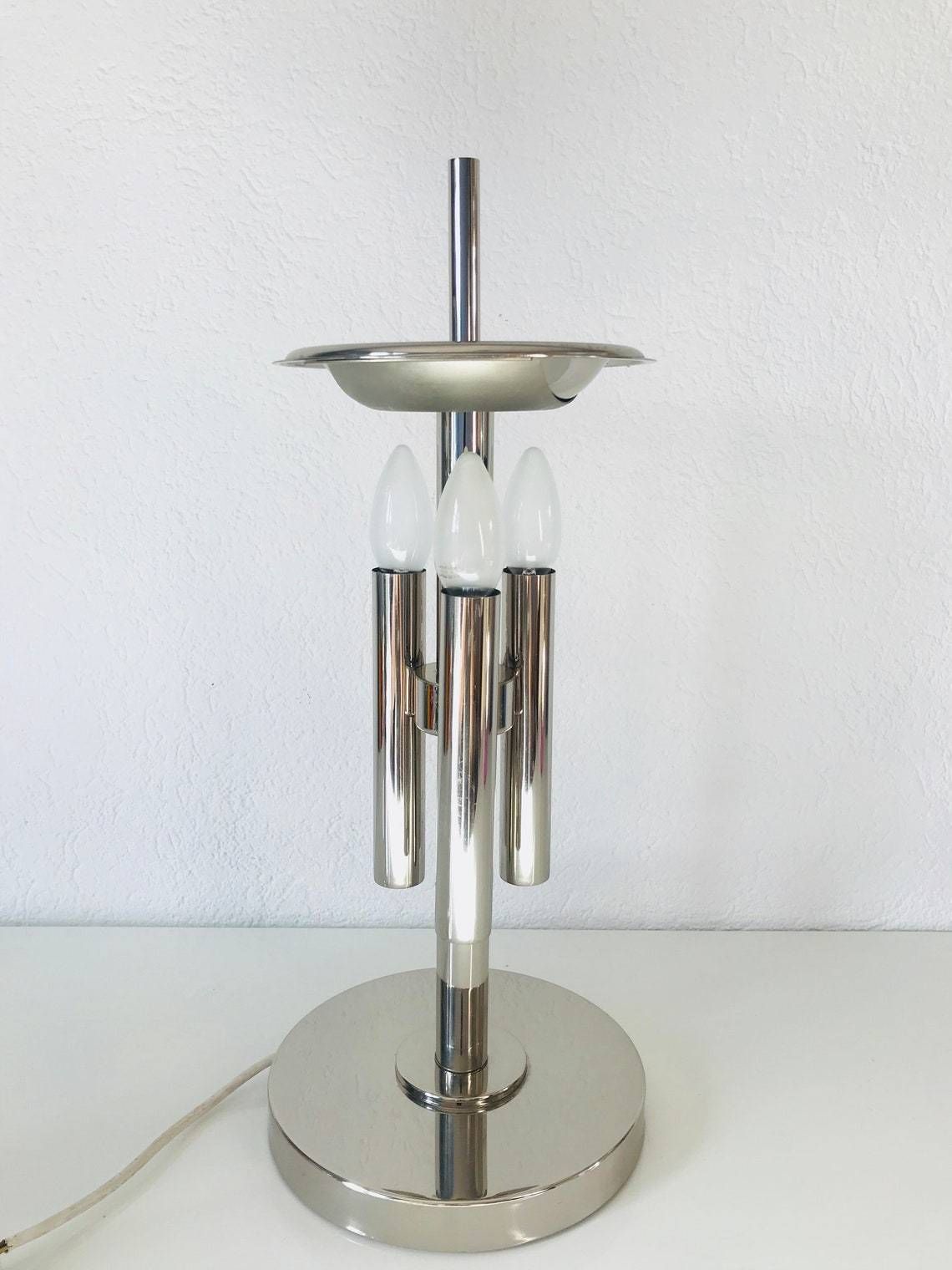 Sciolari Brilliant Table Lamp   Three Arms   Round Head   Metal Design   1970's photo furniture