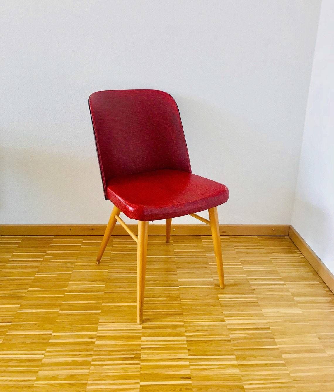 Mid Century Modern Red Chair   Wooden Legs   Germany 1960s