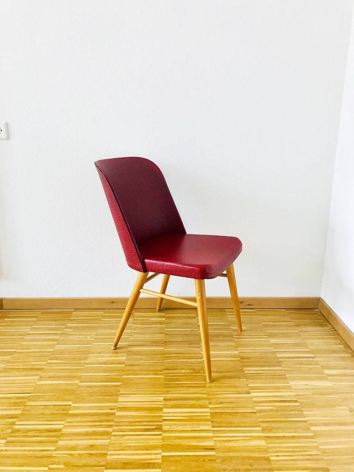 Mid Century Modern Red Chair   Wooden Legs   Germany 1960s photo furniture