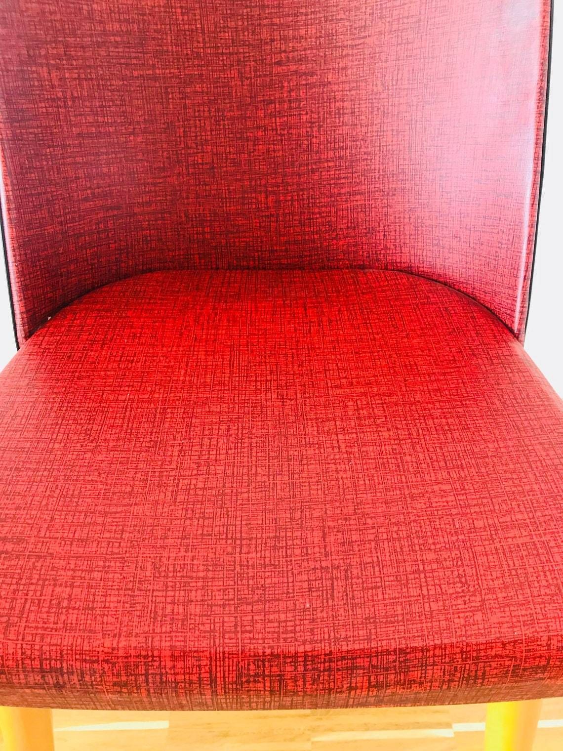Mid Century Modern Red Chair   Wooden Legs   Germany 1960s photo vintage