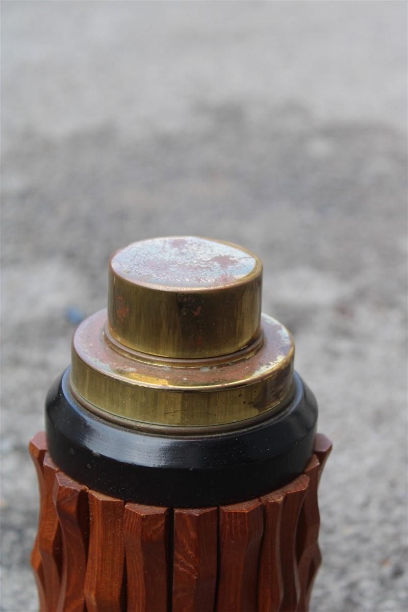 Round Minimal Shaker Mid Century Italian Design Gold Brass And Wood photo Home Decor