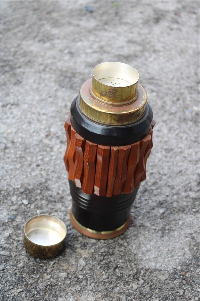 Round Minimal Shaker Mid Century Italian Design Gold Brass And Wood photo 725.0