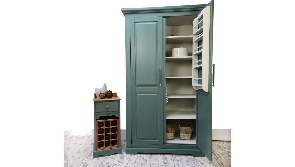 Vintage Larder Cupboard With Shelves, Green photo furniture