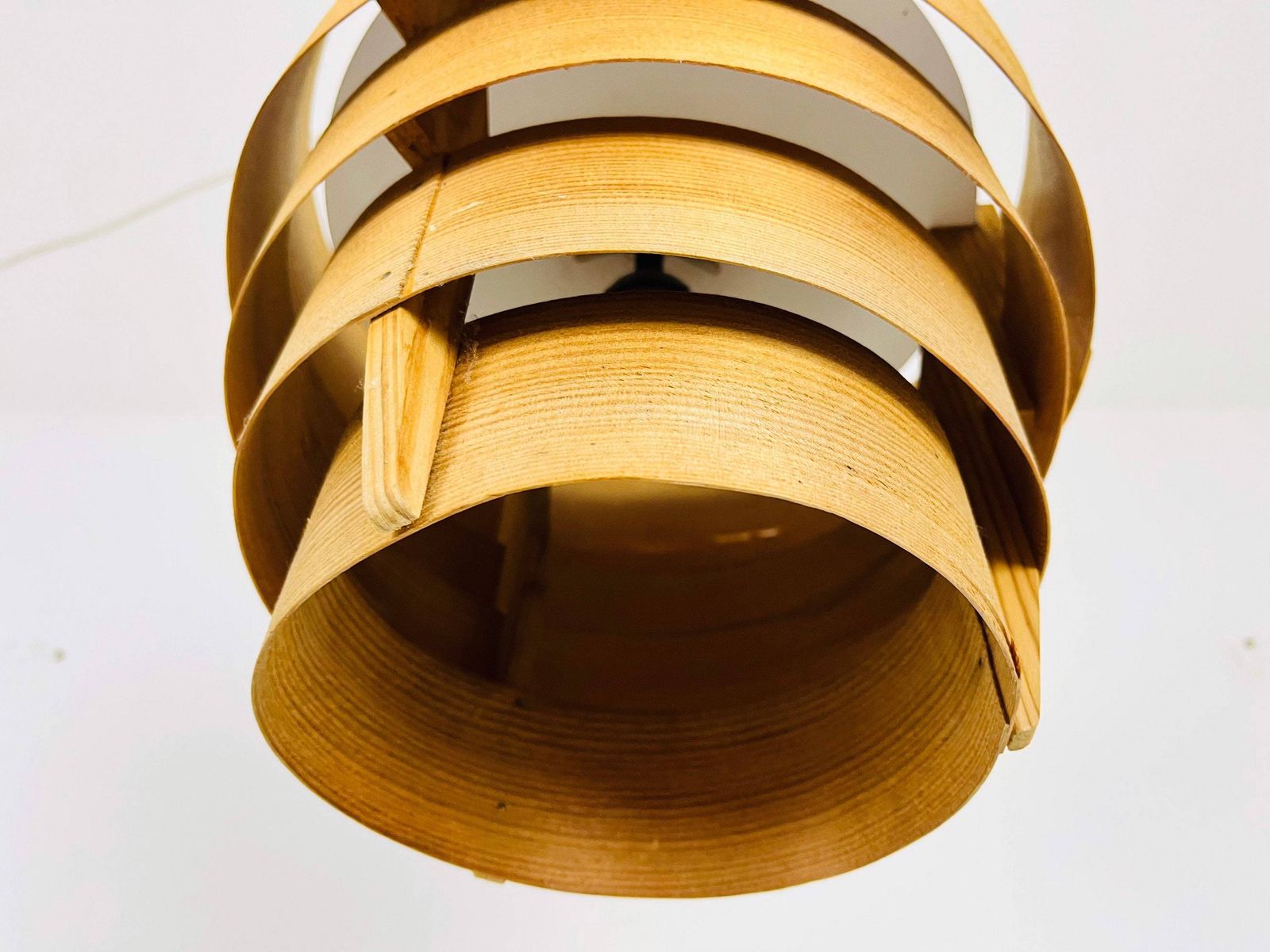 Midcentury Wooden Pendant Lamp By Hans Agne Jakobsson, Sweden, 1960s photo 536.0