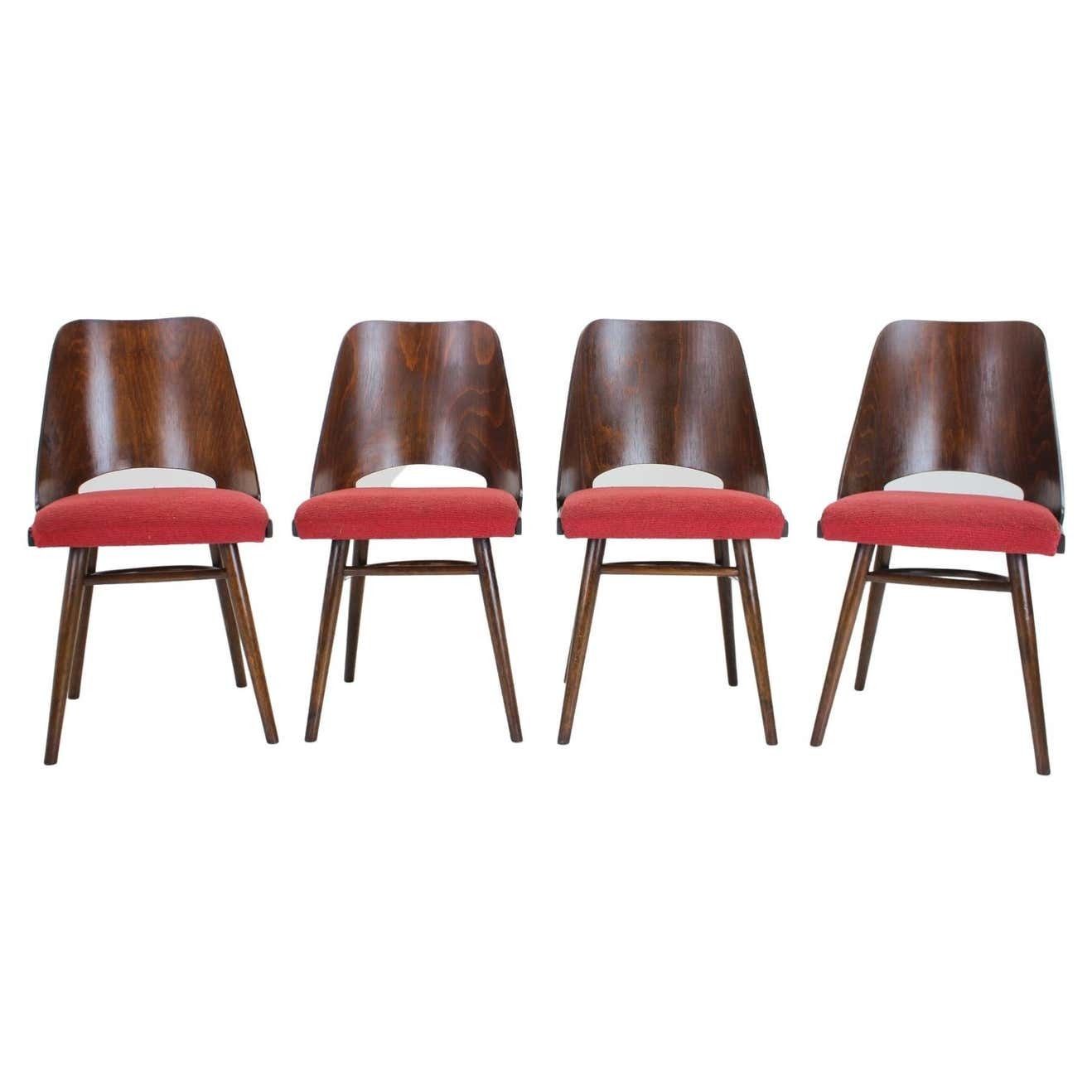 1960s Set Of 4 Oswald Haerdtl Dining Chairs For Ton/Thonet, Czechoslovakia