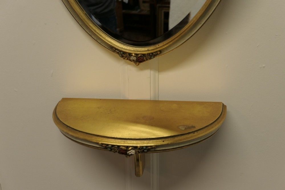 Charming, French Barbola Gilt Console Shelf And Mirror photo for sale