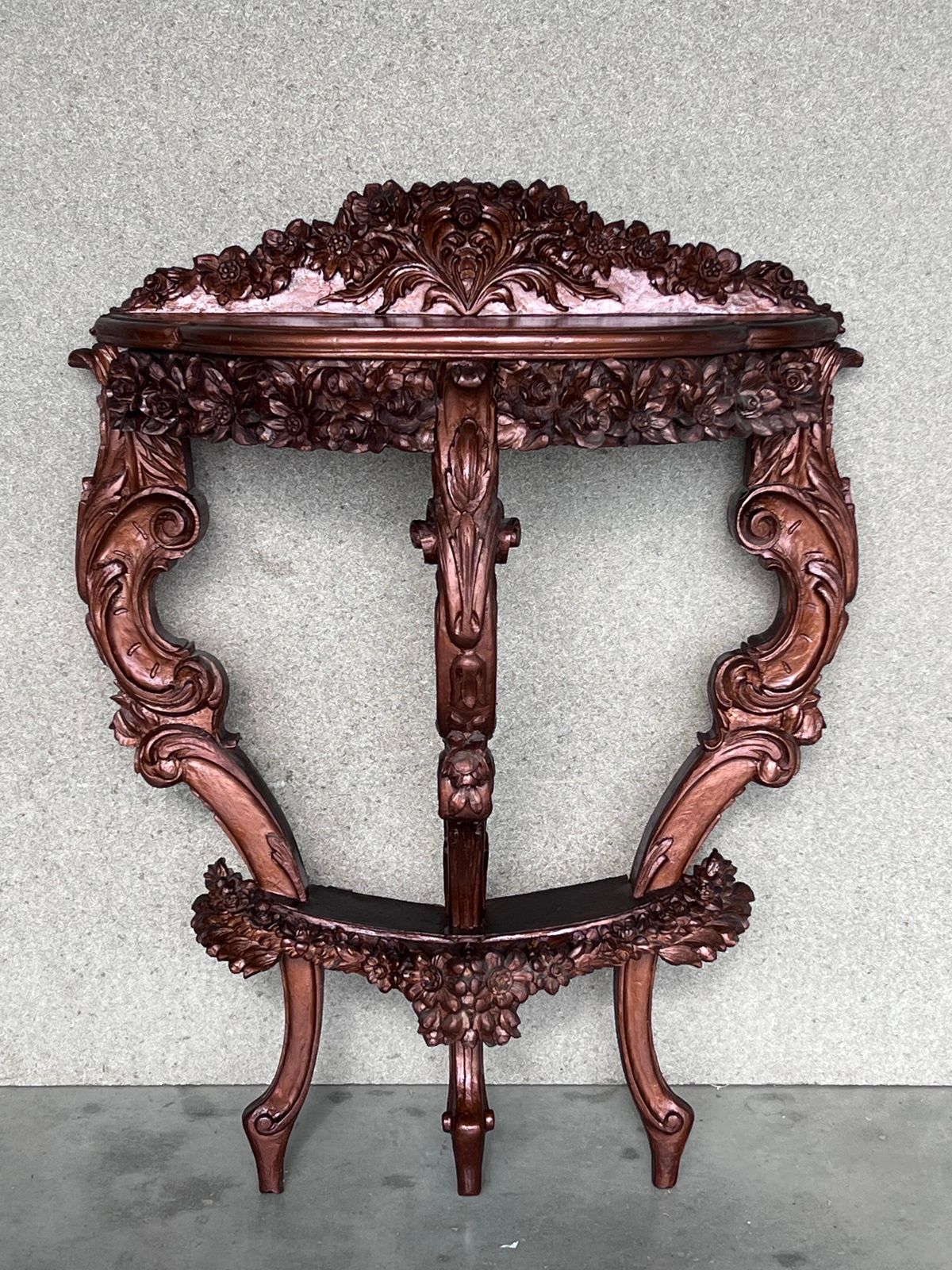 19th French Regency Wall Carved Walnut Console Table photo furniture