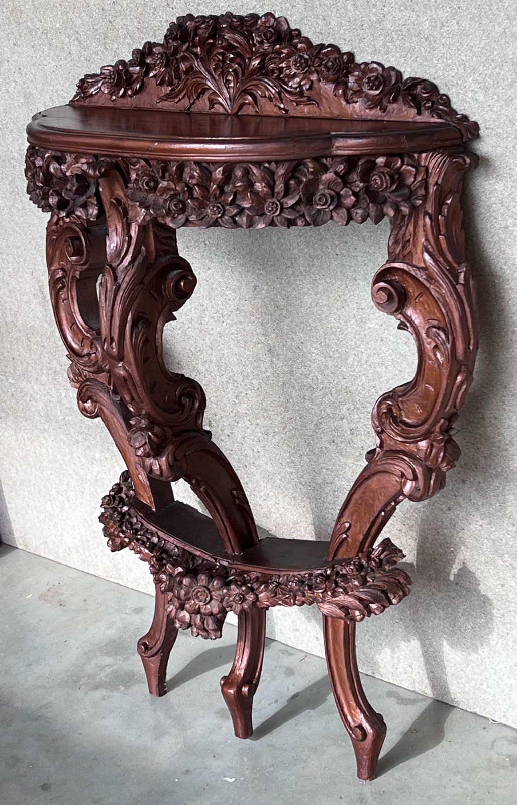 19th French Regency Wall Carved Walnut Console Table photo for sale