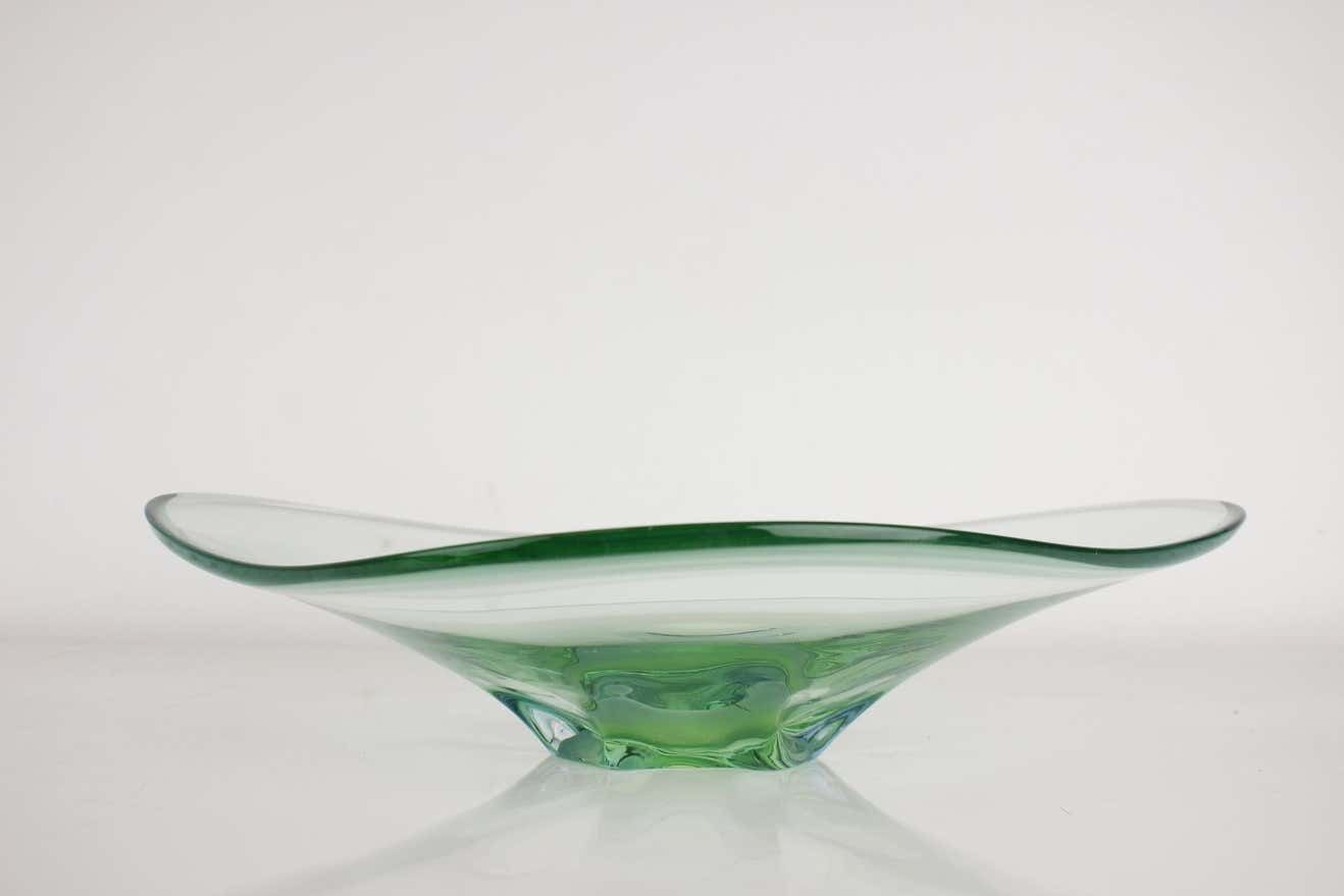 Mid Century Art Glass Big Bowl By Zelezno Borske Sklo, 1960's photo for sale