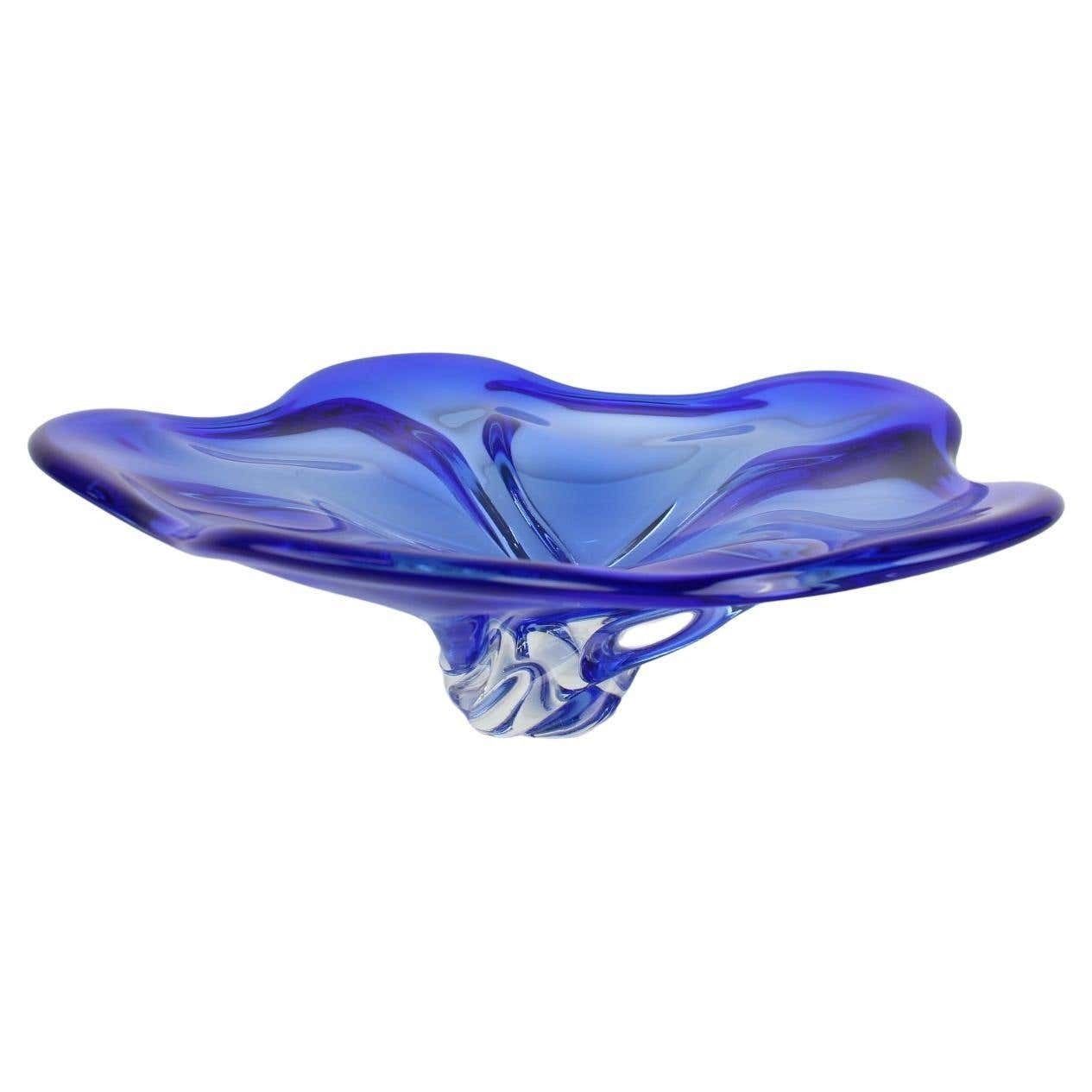Czech Art Glass Big Bowl By Josef Hospodka For Chribska Glassworks, 1960's