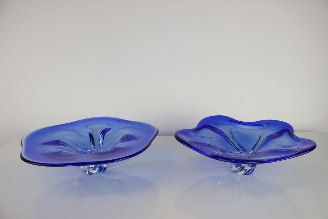 Set Of 2 Art Glass Bowls By Josef Hospodka For Chribska Glassworks, 1960's photo furniture