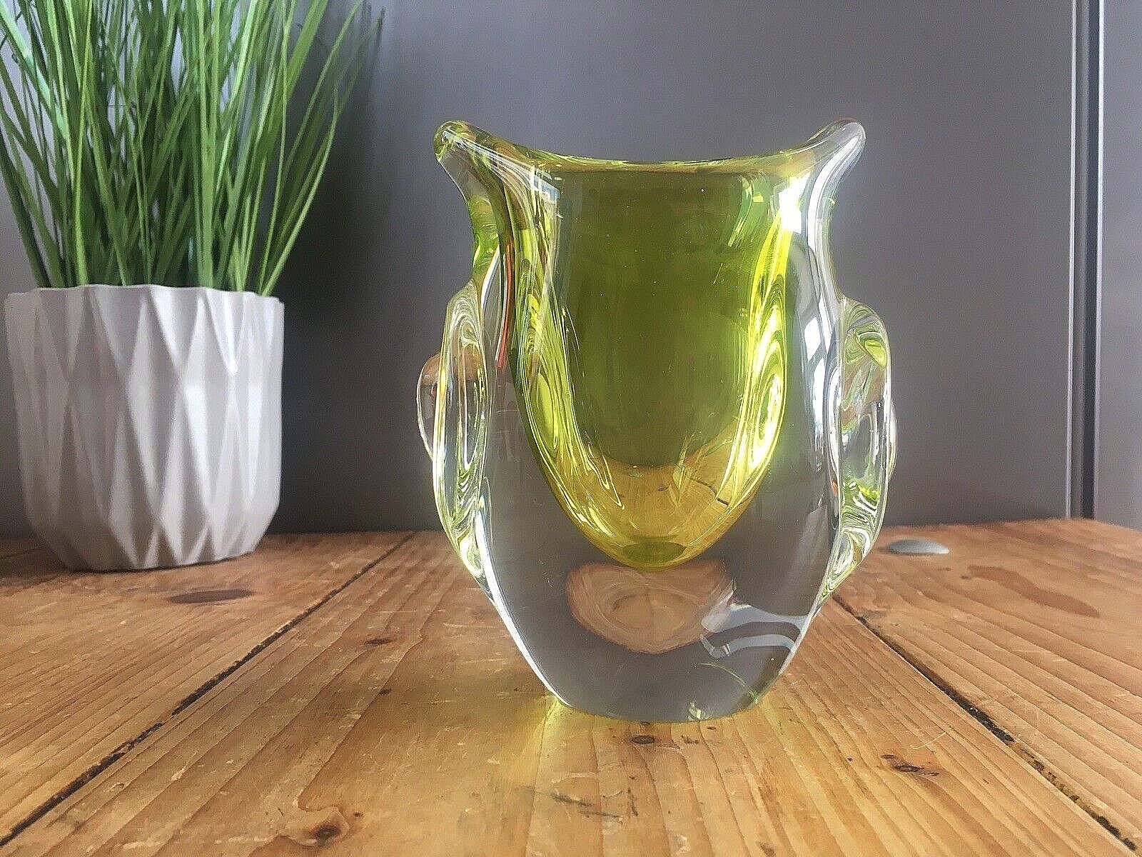 Unusual Mid Century Lime Green Zelezny Brod Sklo Chribska Murano photo Home Decor