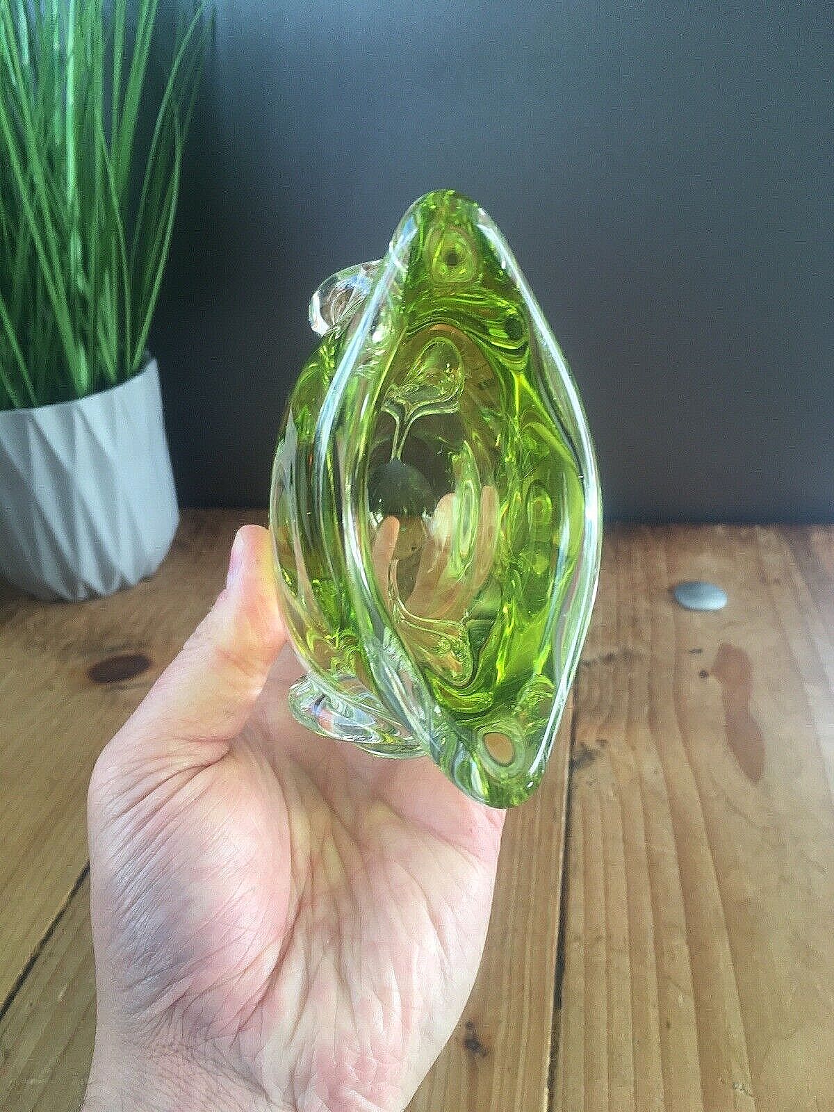 Unusual Mid Century Lime Green Zelezny Brod Sklo Chribska Murano photo vinterior