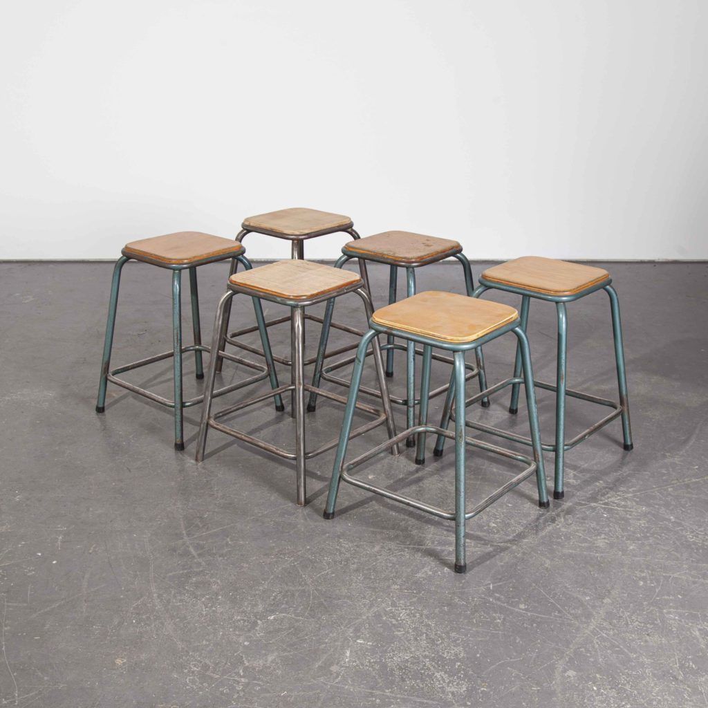 1950’s Vintage Mullca Industrial French Stacking High Stools – Set Of Six photo 684.0