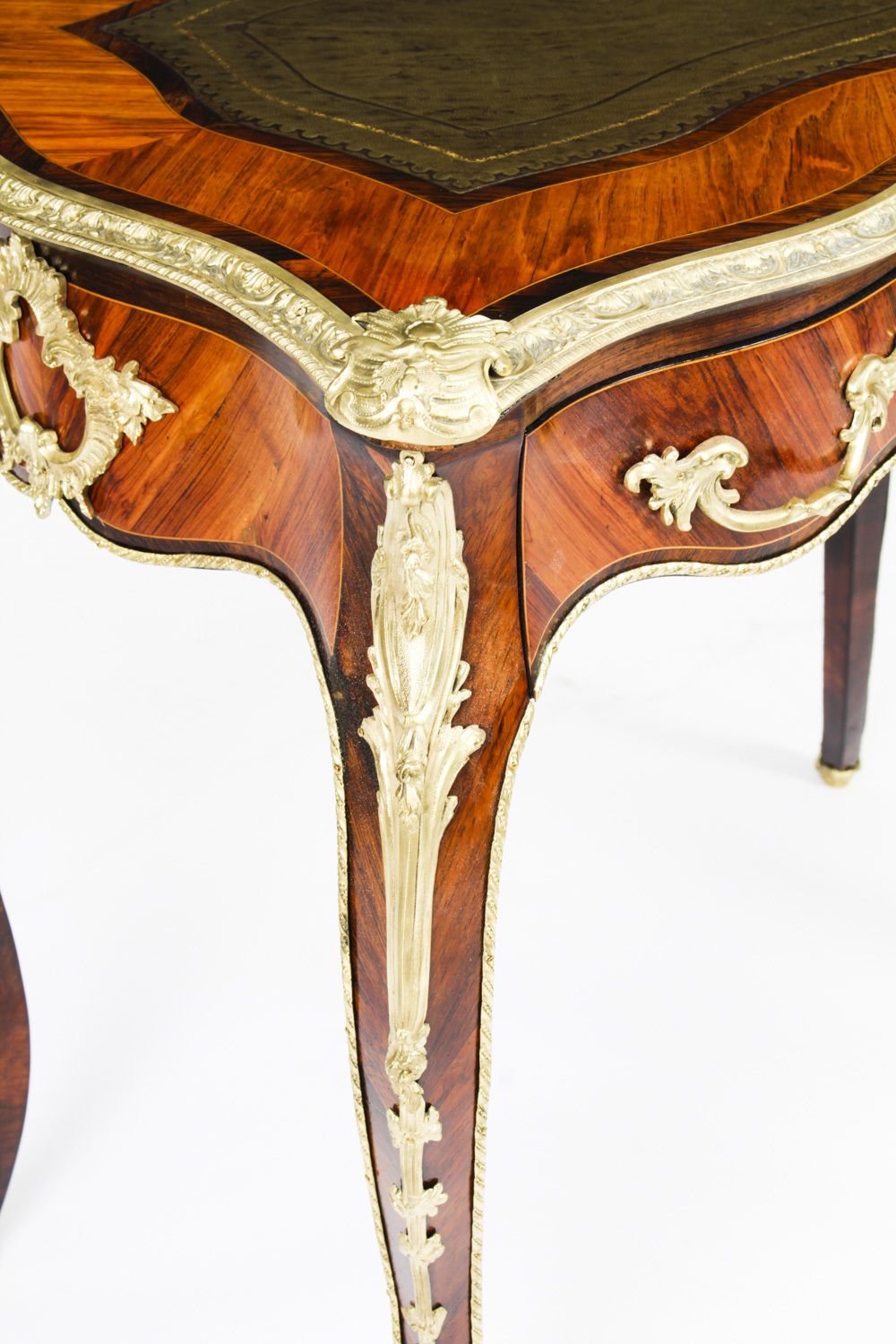photo for sale Antique Petite French Ormolu Mounted Kingwood Bureau Plat 19th C