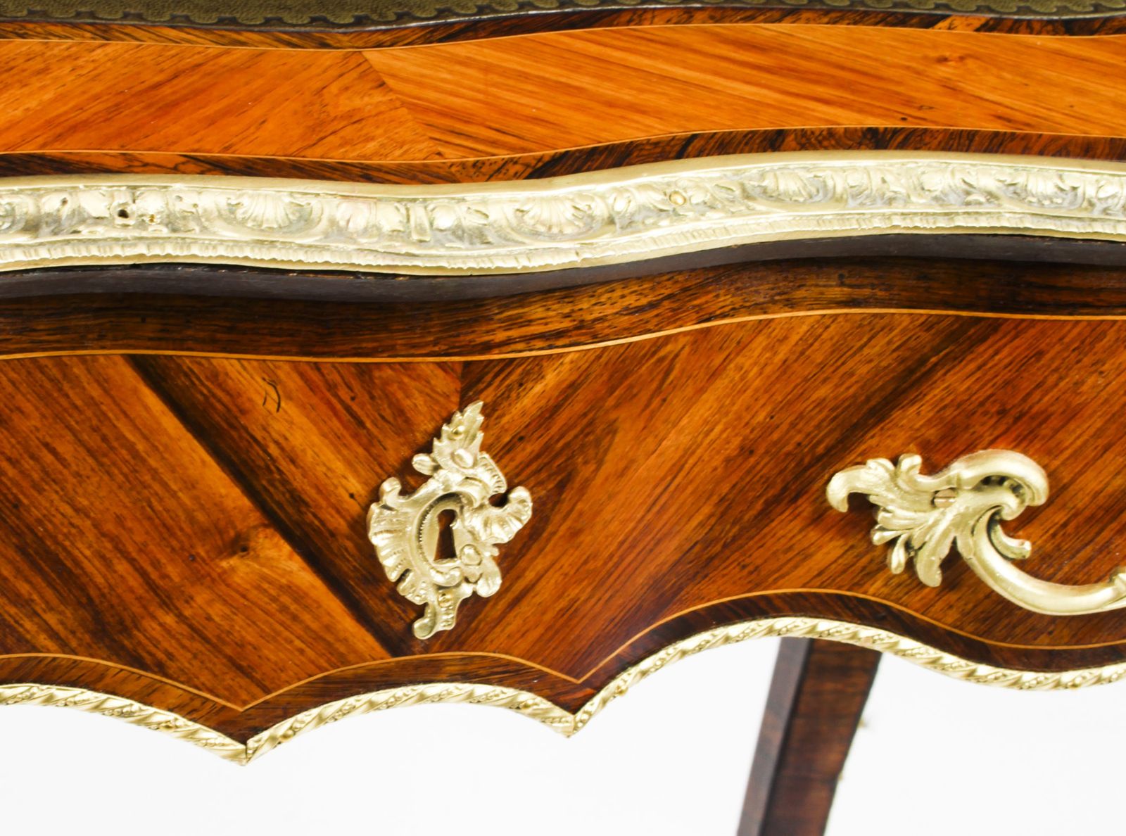 photo vinterior Antique Petite French Ormolu Mounted Kingwood Bureau Plat 19th C