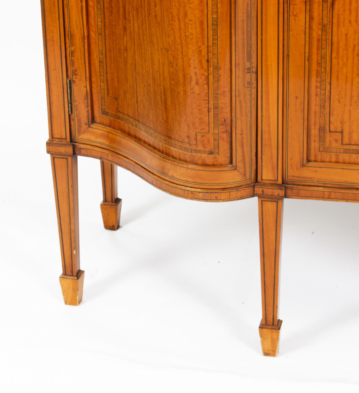 Edwardian Serpentine Satinwood Inlaid Display Cabinet 19th C photo buy