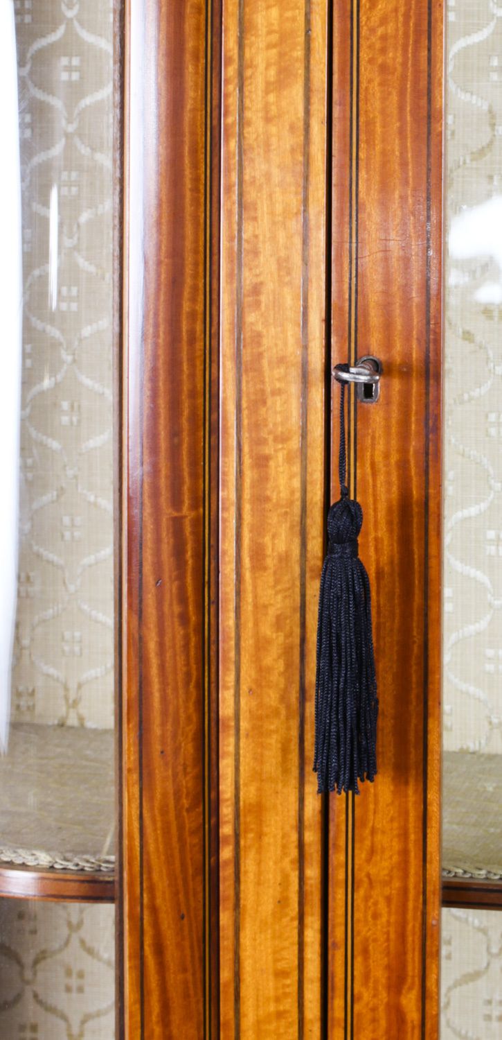 photo vintage Edwardian Serpentine Satinwood Inlaid Display Cabinet 19th C