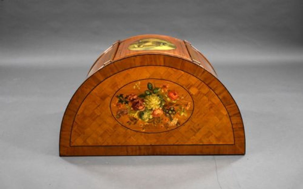 Edwardian Satinwood Hand Painted Demi Lune Side Cabinet photo 2450.0